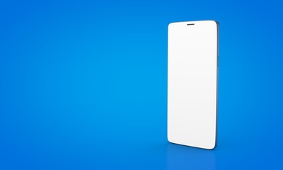 smartphone mobile in 3d mockup blue