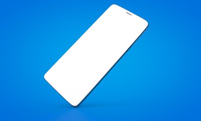 smartphone mobile in 3d mockup blue