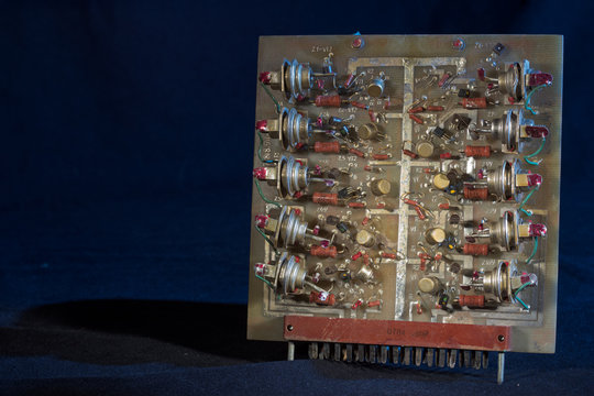 radio board with thyristes on dark background