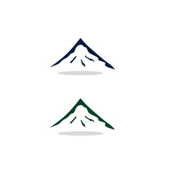 MOUNTAIN, HILLS ICONS BLUE GREEN ON WHITE