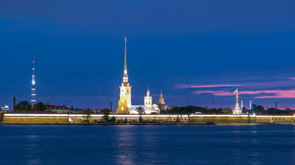 The Peter and Paul Fortress night timelapse is the original citadel of St. Petersburg, Russia