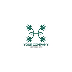 H Marijuana Logo Design Vector