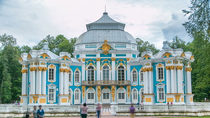 Hermitage pavilion timelapse in Catherine park in Tsarskoe Selo near Saint Petersburg, Russia