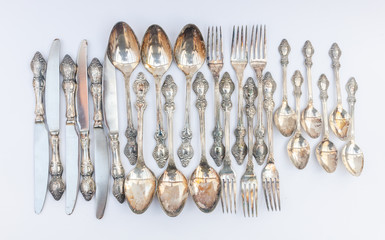 Old silver plated cutlery set - service for 6 person