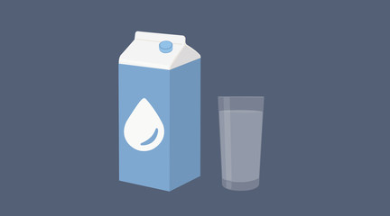 Vector Isolated Illustration of a Water Carton and a Glass of Water