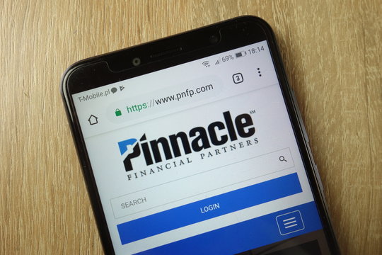 KONSKIE, POLAND - January 31, 2019: Pinnacle Financial Partners bank website (www.pnfp.com) displayed on smartphone