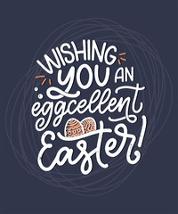 Calligraphy lettering slogan about Easter for flyer and print design. Vector illustration. Template banner, poster, greeting postcard.