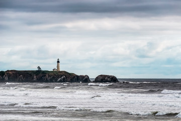 Yaquina Head lighthouse, Yaquina Head Outstanding Natural Area state park, Newport, Pacific Coast, Oregon, USA.