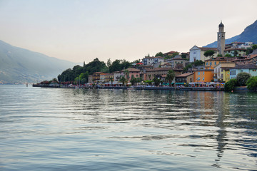 Picturesque view of Limone sul Garda at sunset, Lake Garda, Italy