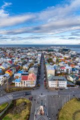 Reykjavik city from above view vertical