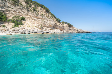 Fototapeta premium Clear azure coloured sea water, Sardinia, Italy