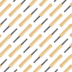Cricket sport seamless pattern. Cricket bats on white background. Endless texture can be used for wrapper, cover, package, pattern fills, surface textures.