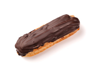 chocolate eclair on a white background
