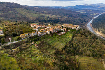 Fototapeta na wymiar Village Sasso d`Ombrone from above