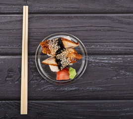 sushi on a dark background