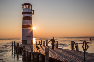 Podersdorf Leuchtturm im Winter