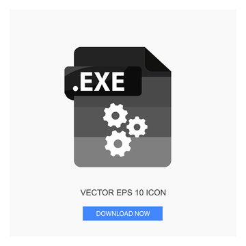 Document Formats .EXE File Paper Black Tone Color Flat Icon Vector Illustration White Background