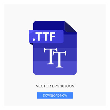 Document Formats .TTF File Paper Blue Tone Color Flat Icon Vector Illustration White Background