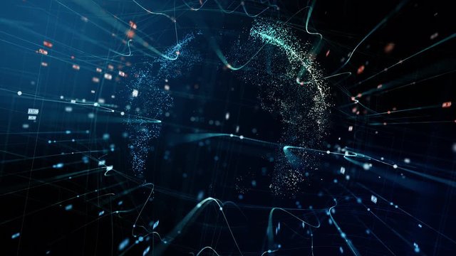 Abstract Digital Globe - 3D rendering of a scientific technology data network.