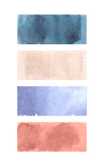 Fototapeta premium Set with watercolor splashes isolated on white background. Watercolor empty stickers for your text, beautiful design elements