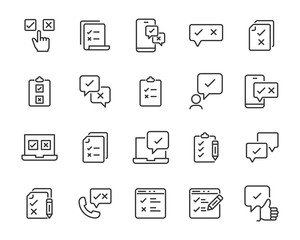 set of review icons, survey, checking, approve