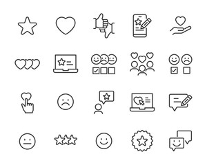 set of feedback icons, customer opinion, marketing research, review product