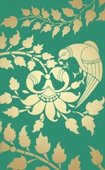 parrot, feathers ,wedding card design, royal India	