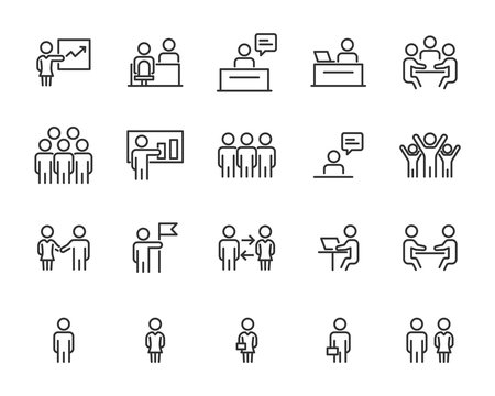 set of business icons, teamwork, working, meeting, management