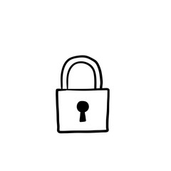 hand drawn padlock icon illustration doodle style