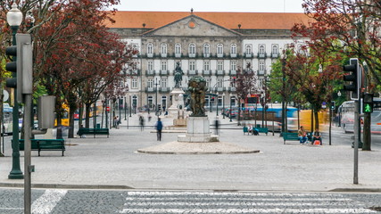 The Liberty Square in the historic centre of Porto timelapse.