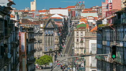 View of the Almeida Garret Square with the Sao Bento railway station and Congregados Church...