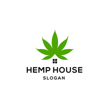 cannabis marijuana hemp leaf farm cultivation logo design icon vector template