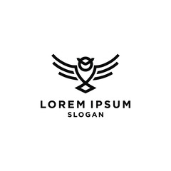 Vintage thin line owl label. Retro vector design graphic element, badge, emblem, logo, insignia, sign, identity, logotype, poster. Stroke hipster illustration with typographic for t-shirt prints