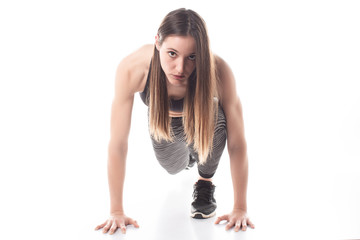 Beautiful athlete is waiting for the start signal