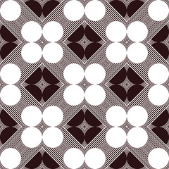 Traditional vintage ornament, with lines and geometric figures of dark red color on a light background, seamless pattern, vector