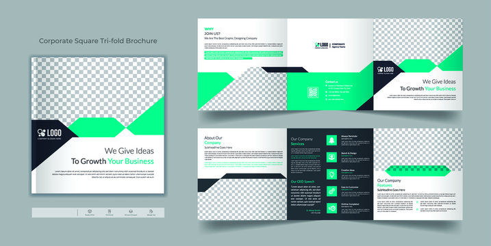 Corporate square tri fold brochure template