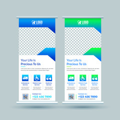 Medical, healthcare, hospital roll up banner template