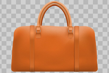 Classic Stylish Leather Brown Handle Bag. Side view of Fashion accessory. Vector illustration Isolated on transparent background.
