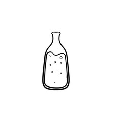 hand drawn bottle icon in trendy flat doodle design vector