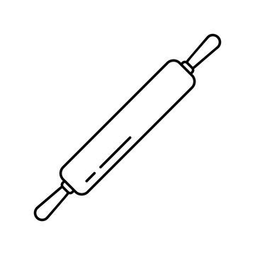 recommend clip art: Rolling pin icon. Thin line art logo of kitchenware. Black simple illustration of device for rolling dough. Contour isolated vector image on white background