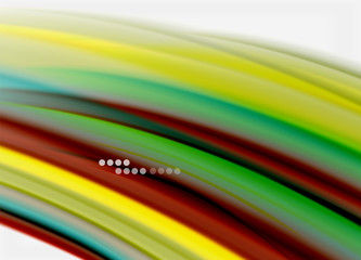 Wave lines abstract background, smooth silk design with rainbow style colors. Liquid fluid color waves. Vector Illustration