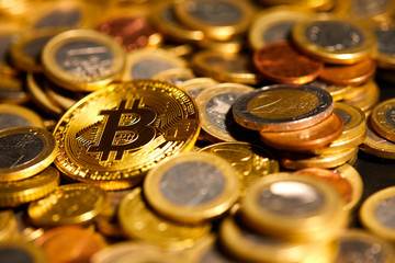 golden bitcoin, conceptual image for crypto currency