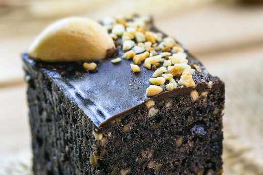 Chocolate cake with nuts. Brazilian chocolate dessert with Brazil nuts. Known in Brazil as "Par&aacute;l nut", an ingredient used in Brazilian cuisine.