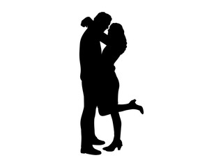 silhouette of cuddling man and woman