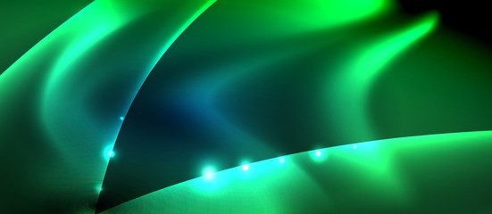 Abstract background. Shiny design neon waves with light effects, techno trendy design. Vector Illustration For Wallpaper, Banner, Background, Card, Book Illustration, landing page
