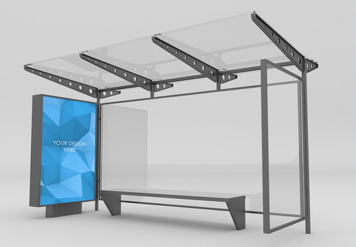 Black Bus Stop Lightbox Mockup Composition