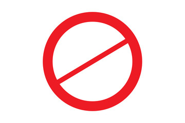 Forbidden prohibited circle with crossed red line in the middle sign symbol simple image on white transparent background. Vector illustration.