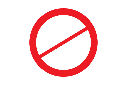 Forbidden Prohibited Circle With Crossed Red Line In The Middle Sign Symbol Simple Image On White Transparent Background. Vector Illustration.