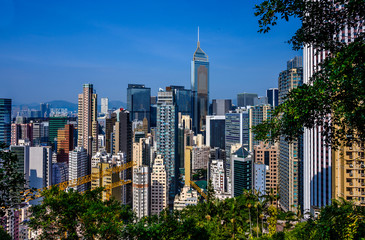 Obraz premium Aerial view of Hong Kong downtown.