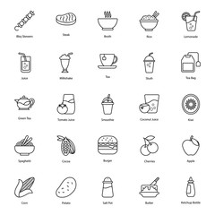  Organic Food and Drinks Line Icons Pack 